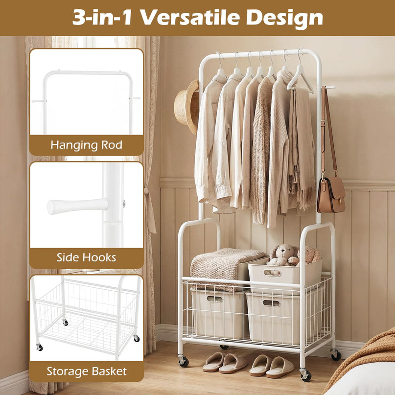 Giantex 35" Clothes Rack with Storage Basket