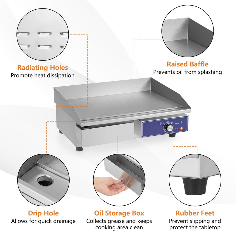 22" Electric Griddle 2000W - Giantex