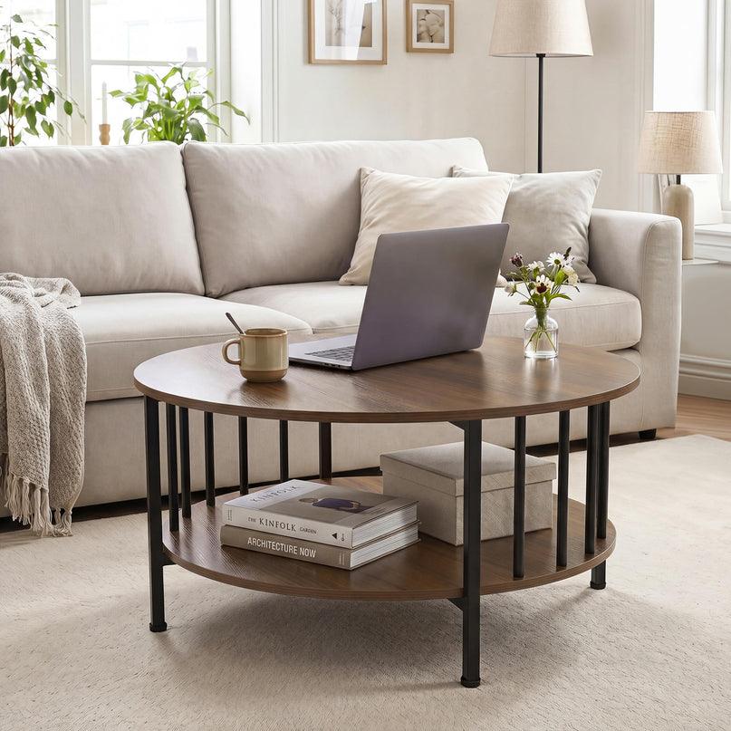 Giantex 32.5" Farmhouse Round Coffee Table