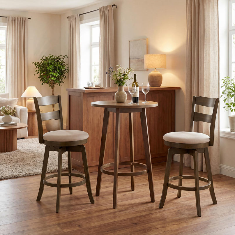 Giantex Tabourets de Bar Pivotants, Lot de 2 ou 4 | Tabourets de Comptoir de 63,5 cm avec Assise Rembourrée en Tissu