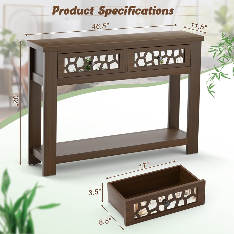 Giantex 2-Tier Console Table with Drawers