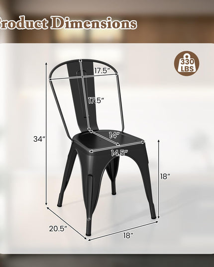 Giantex Metal Dining Chairs Set of 4, Farmhouse Kitchen Chairs with Removable Backrest