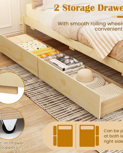 Giantex Full Size Bed Frame with 2 Storage Drawers