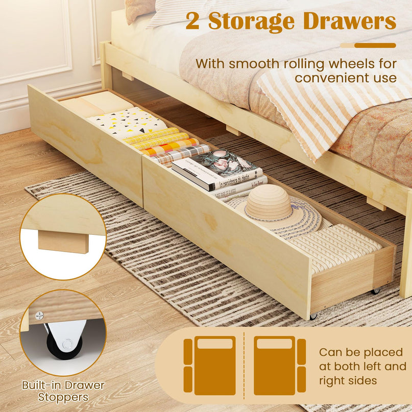 Giantex Full Size Bed Frame with 2 Storage Drawers
