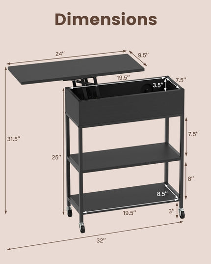 Giantex Lift Top End Table with Charging Station