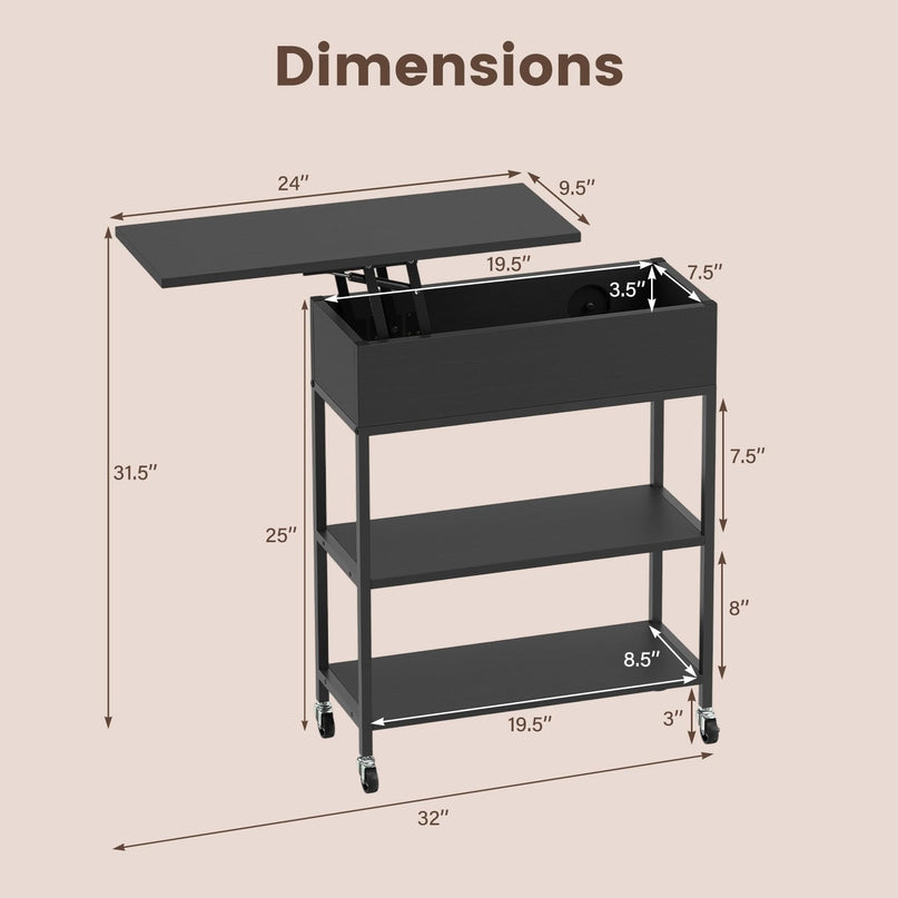 Giantex Lift Top End Table with Charging Station