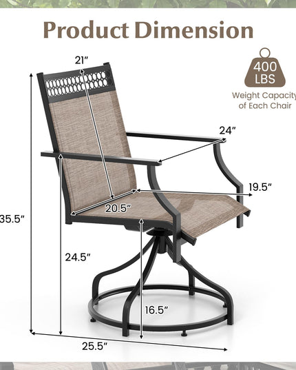 Giantex Swivel Outdoor Chairs, Patio Dining Chairs, Round Steel Base