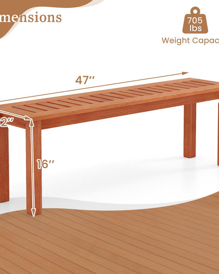 Giantex 47" Outdoor Bench with Slatted Seat 705Lbs Capacity Solid Wood Frame