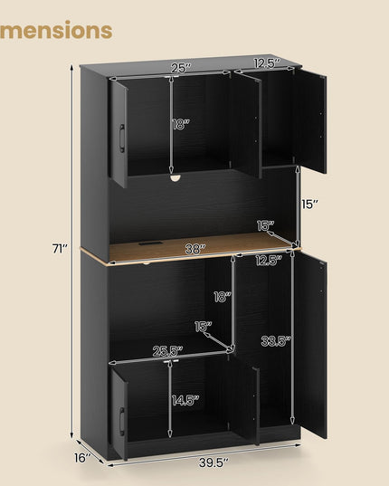 Giantex 71" Kitchen Pantry Cabinet with 4 Storage Cabinet