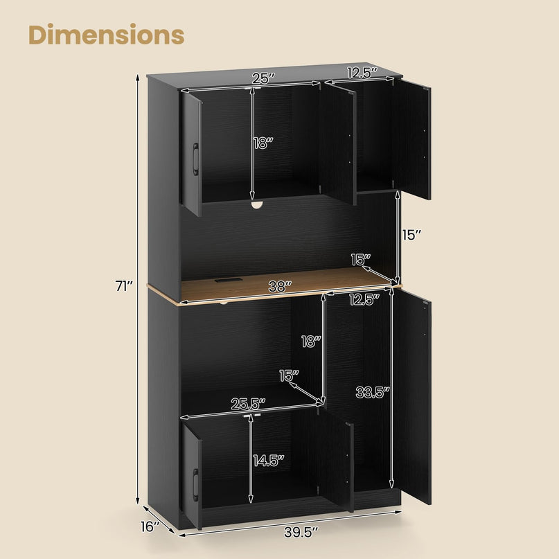 Giantex 71" Kitchen Pantry Cabinet with 4 Storage Cabinet