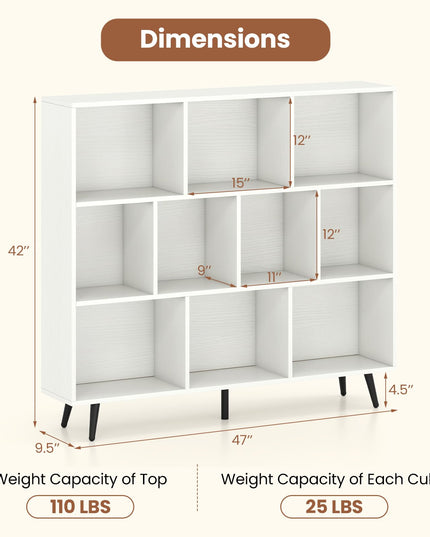 Giantex 10-Cube Bookcase (47" x 9.5" x 42")