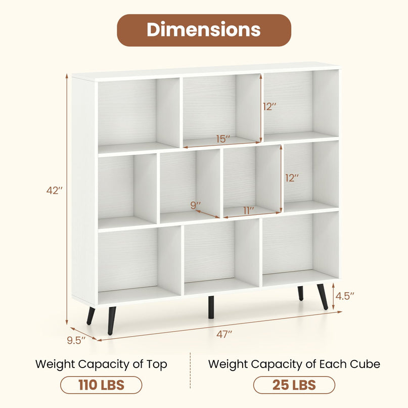 Giantex 10-Cube Bookcase (47" x 9.5" x 42")