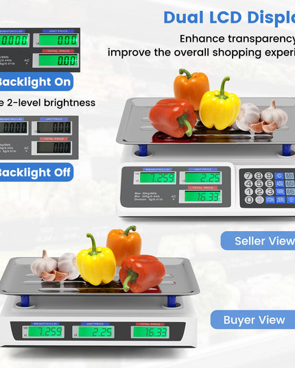 Giantex Rechargeable Commercial Price Computing Scale 66 lb/30 kg with Dual LCD Display