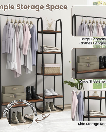 Giantex Clothes Rack with Shelves, Industrial Garment Rack with 5-Tier Shelves