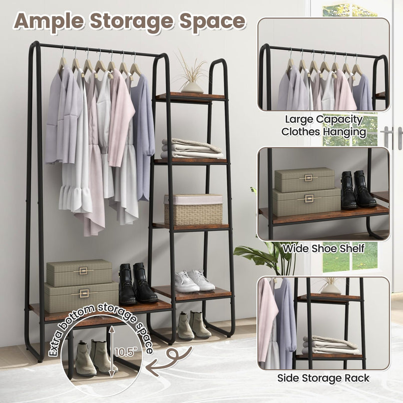 Giantex Clothes Rack with Shelves, Industrial Garment Rack with 5-Tier Shelves