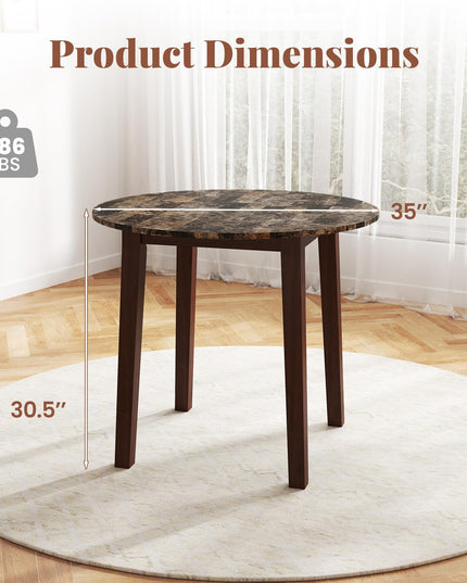 Giantex 35” Round Dining Table - Kitchen Table with Rubber Wood Legs