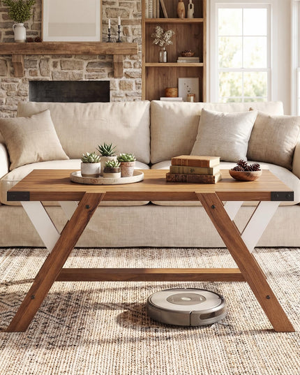 Giantex 35.5" Farmhouse Coffee Table with Decorative Nailhead Accents & Robust Frame