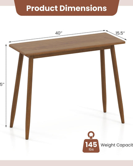 GIANTEX Computer Desk with Rubber Wood Legs for Bedroom or Small Spaces