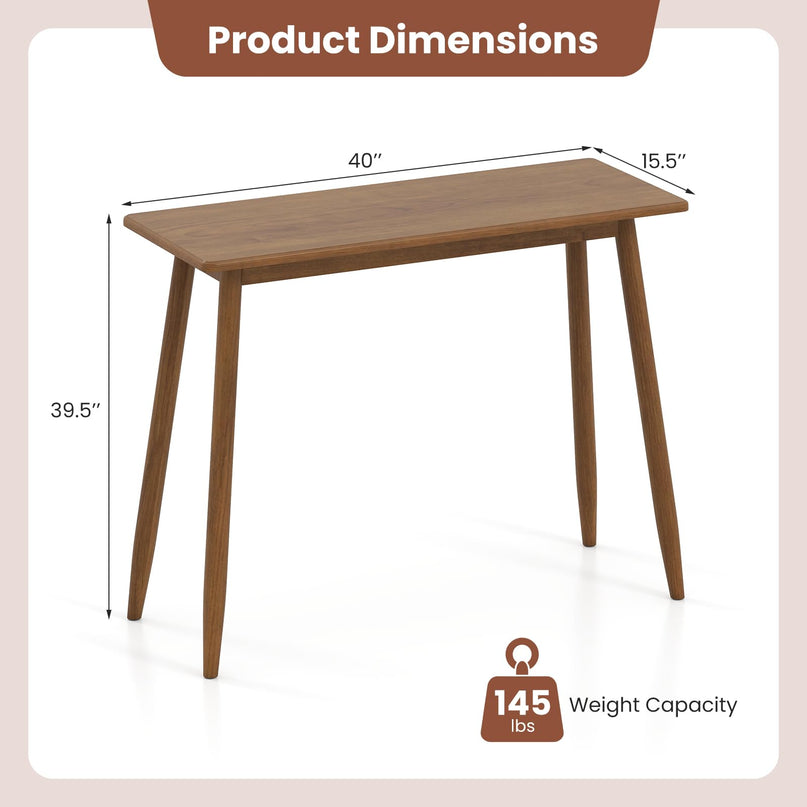 GIANTEX Computer Desk with Rubber Wood Legs for Bedroom or Small Spaces