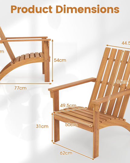 Giantex Adirondack Chair Acacia Wood Fire Pit Chairs w/Inclined Seat(1/2/4)