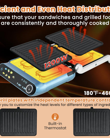 Giantex Panini Press Sandwich Maker, Electric Indoor Grill with 2 Removable & Dishwasher Safe Non-Stick Plates