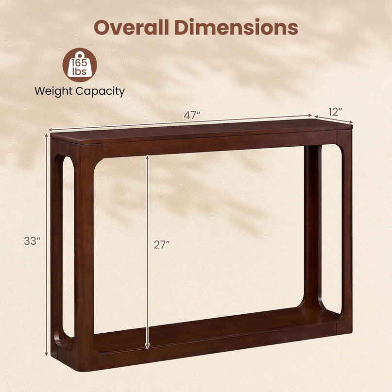 Console en bois Giantex de 119 cm avec cadre en bois d'hévéa massif