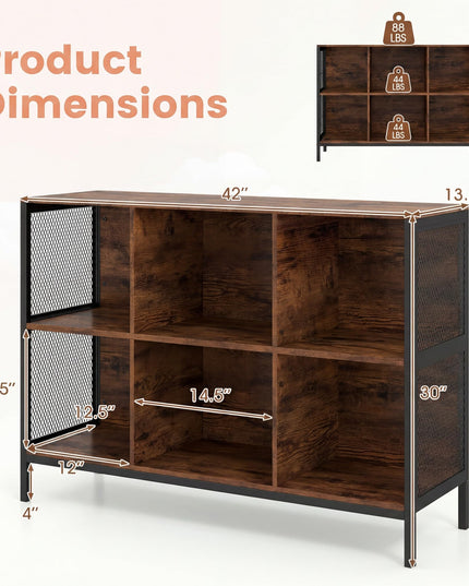 Giantex 42" Wide Bookcase with 6 Cubes