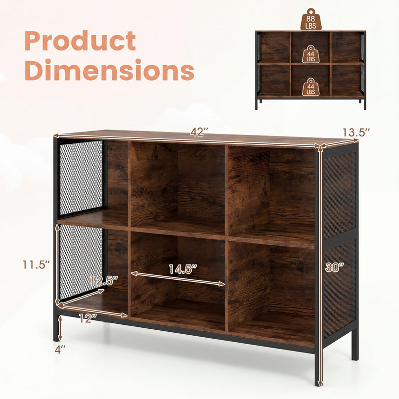 Giantex 42" Wide Bookcase with 6 Cubes