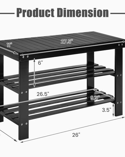 Giantex Entryway Shoe Bench, Bamboo Shoe Shelf Organizer Holds up to 6 Pairs