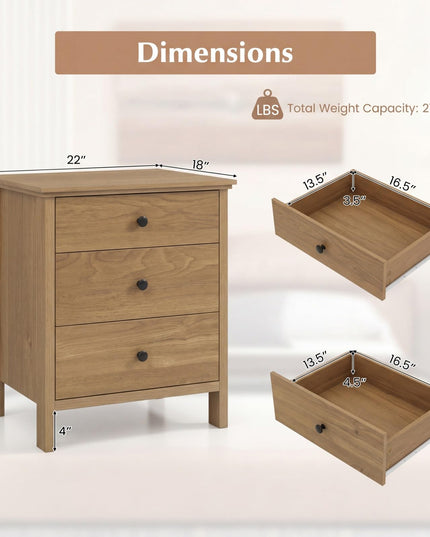 Giantex Nightstand with 3 Drawers for bedroom