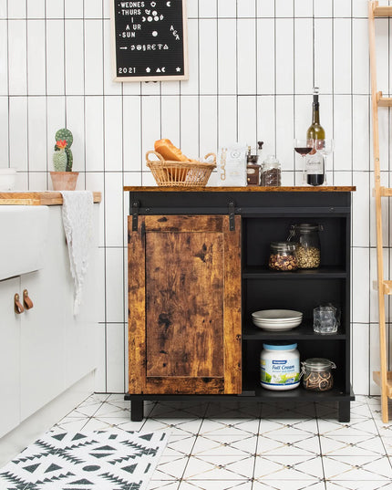 Giantex Sideboard, Coffee Bar Station with Sliding Barn Door(Industrial)