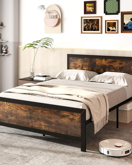 Giantex Metal Platform Bed Frame with Wood Headboard and Footboard