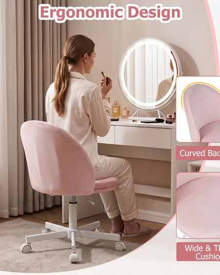 GIANTEX Small Office Chair | Ergonomic Vanity Chair with Low Back (1/2)