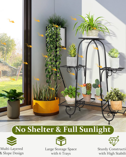 6  Tiers Metal Plant Stand Flower Pots Holder