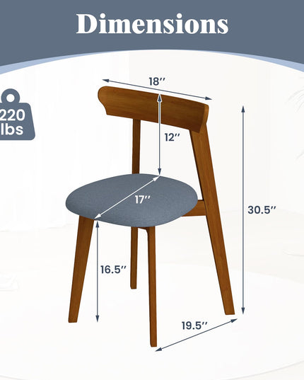 Giantex Wooden Dining Chairs Set, Mid-Century Kitchen Chairs w/Padded Seat & Curved Backrest