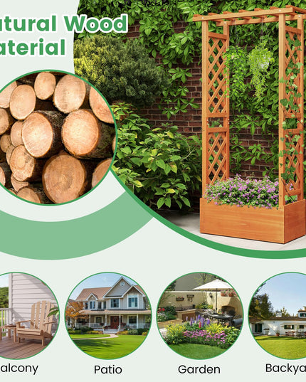 31" x 12.5" x 60" Raised Garden Bed with 2-Sided Trellis & Hanging Roof