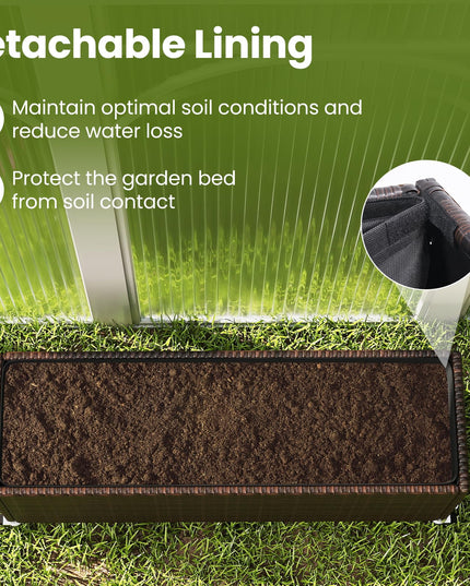 Giantex Set of 1/2 Wicker Raised Garden Bed with Wheels (38”x12”x14”)