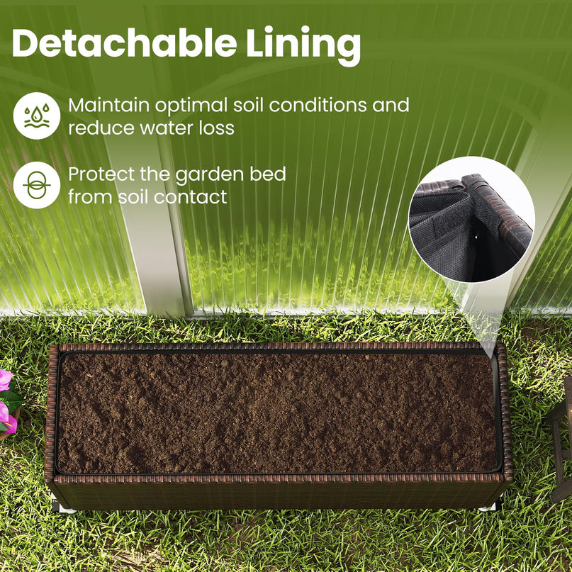 Giantex Set of 1/2 Wicker Raised Garden Bed with Wheels (38”x12”x14”)