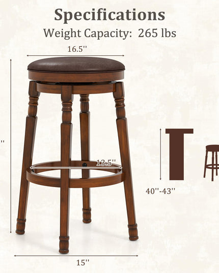 Giantex 29" Bar Height Swivel Bar Stools with Faux Leather Padded Seat & Footrests