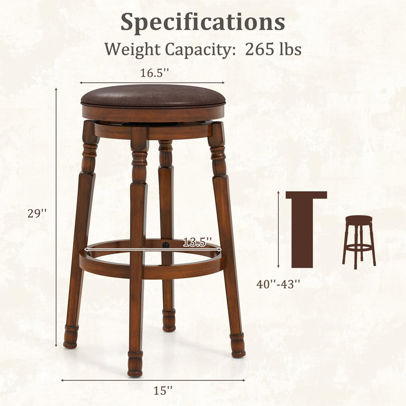 Giantex 29" Bar Height Swivel Bar Stools with Faux Leather Padded Seat & Footrests