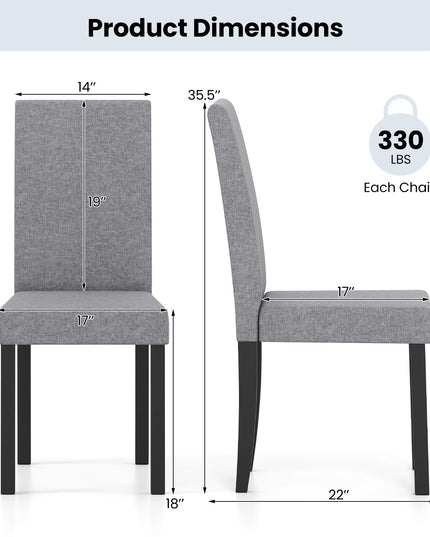 Giantex Upholstered Dining Chair Set of 2/4 with Rubber Wood Legs