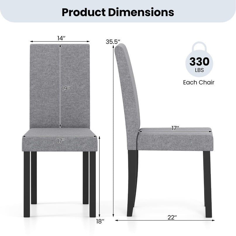 Giantex Upholstered Dining Chair Set of 2/4 with Rubber Wood Legs