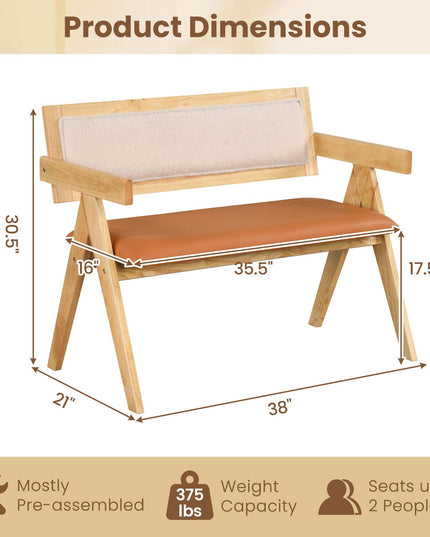 Giantex Dining Bench with Back, Accent Wooden Bench with Armrest