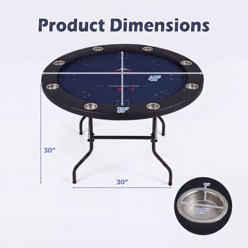 Giantex 48" Round Poker Table Foldable with 8 Cup Holders