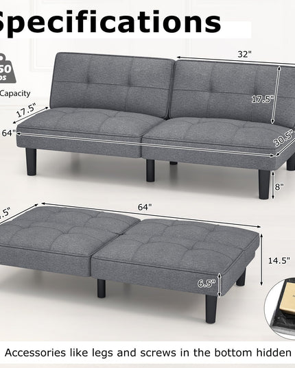 Giantex Convertible Futon Sofa Bed, Upholstered Folding Recliner
