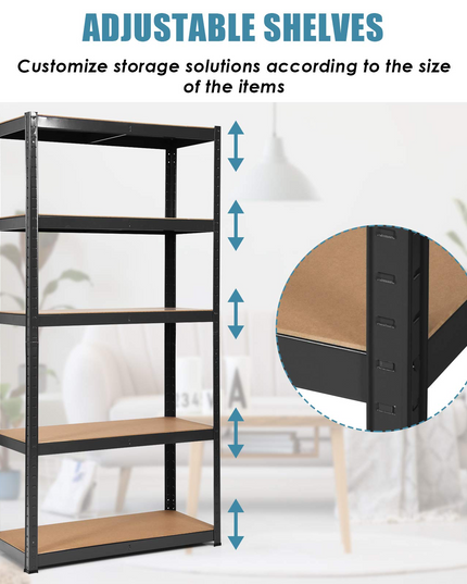 Giantex Shelving Rack Storage Shelf Steel Garage Utility Rack 5-Shelf Adjustable Shelves