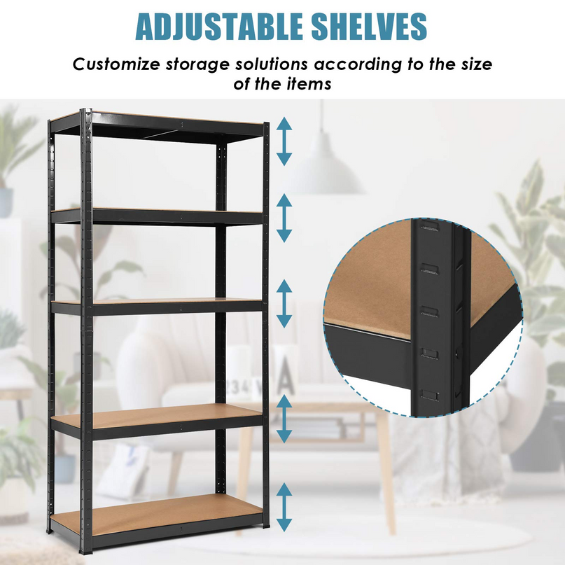 Giantex Shelving Rack Storage Shelf Steel Garage Utility Rack 5-Shelf Adjustable Shelves