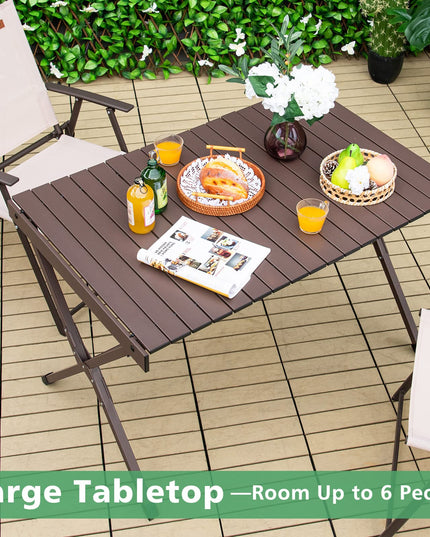 Giantex Folding Camping Table, Aluminum Picnic Table for 4-6 Person