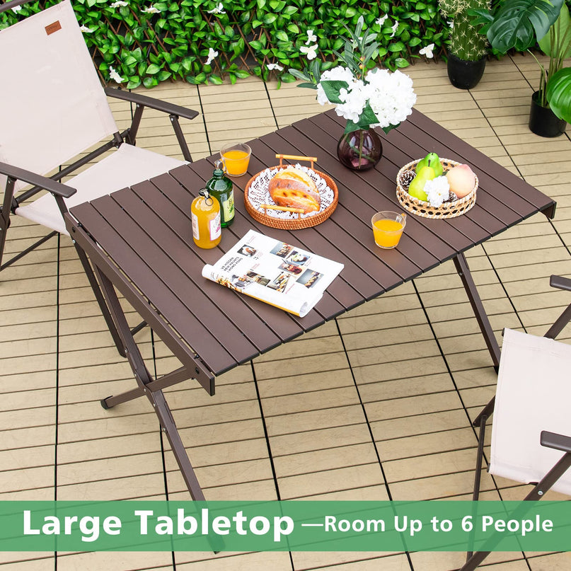 Giantex Folding Camping Table, Aluminum Picnic Table for 4-6 Person
