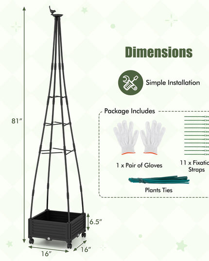 Giantex Rolling Raised Garden Bed with Climbing Trellis